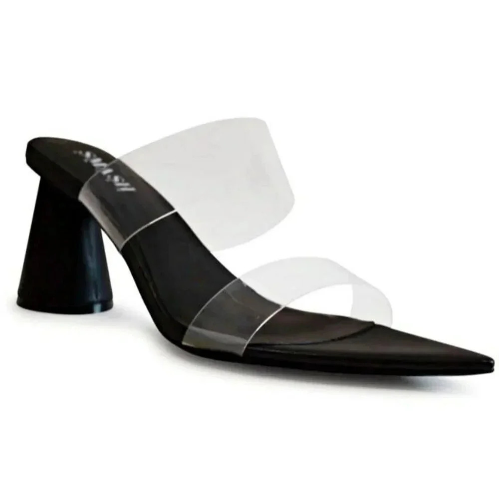 Smash Waze Women's Pointed Toe Slip On Block Heels Black Size 10 (MSRP $140)